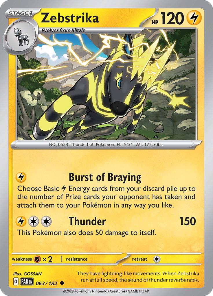 Pokémon-kaart Zebstrika 063/182 Uncommon uit de set Paradox Rift