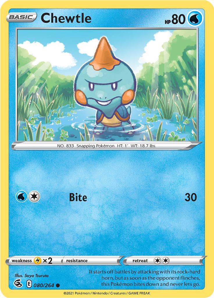 Pokémon-kaart Chewtle 080/264 Common uit de set Fusion Strike Image principale du produit
