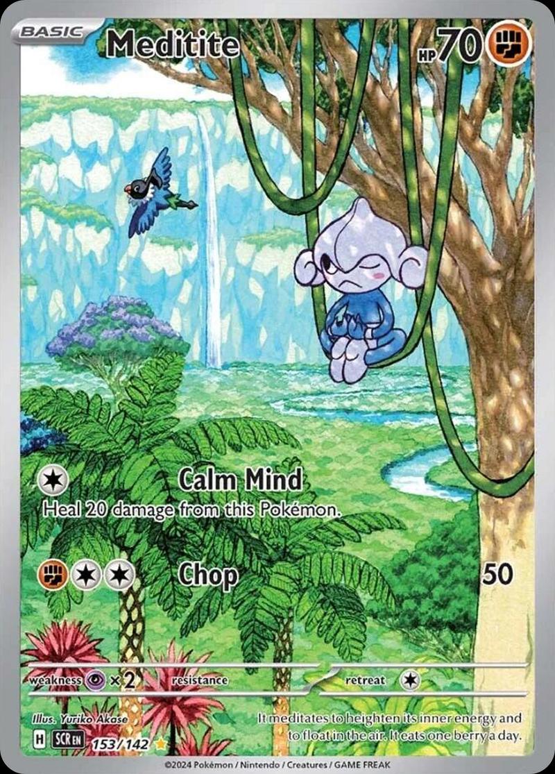 Pokémon-kaart Meditite 153/142 Illustration Rare uit de set Stellar Crown Image principale du produit