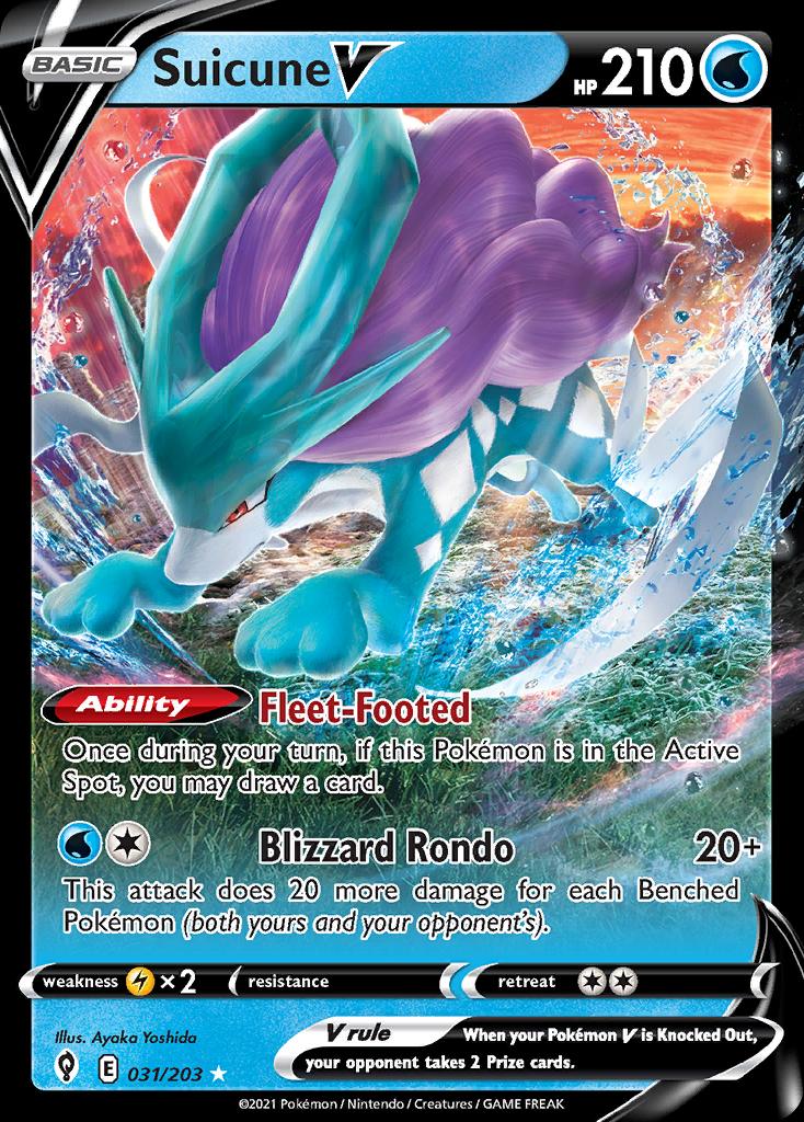 Pokémon-kaart Suicune V 031/203 Ultra Rare uit de set Evolving Skies Imagen principal del producto