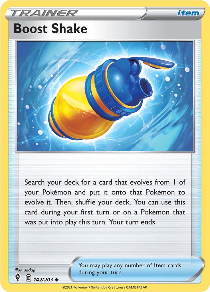 Pokémon-kaart Boost Shake 142/203 Uncommon uit de set Evolving Skies Immagine principale del prodotto