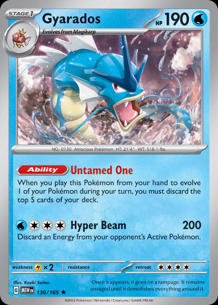 Pokémon-kaart Gyarados 130/165 Rare uit de set 151 Image principale du produit