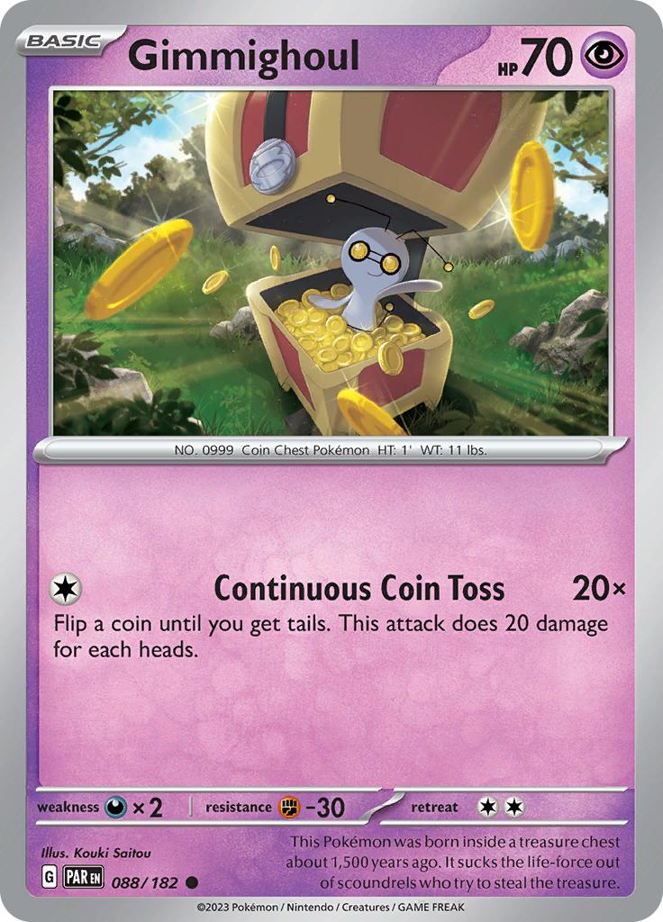 Pokémon-kaart Gimmighoul 088/182 Common uit de set Paradox Rift