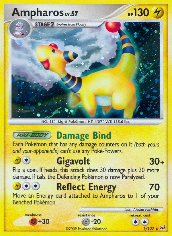 Pokémon-kaart Ampharos 1/127 Holo Rare uit de set Platinum Image principale du produit