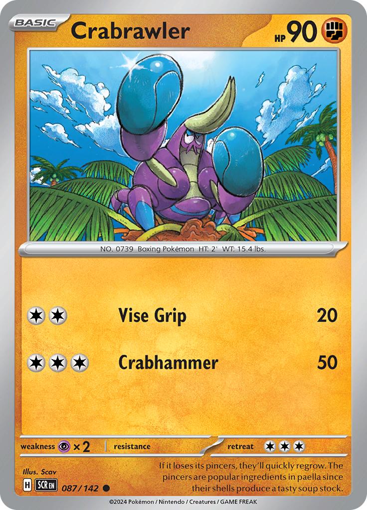 Pokémon-kaart Crabrawler 087/142 Common uit de set Stellar Crown Immagine principale del prodotto