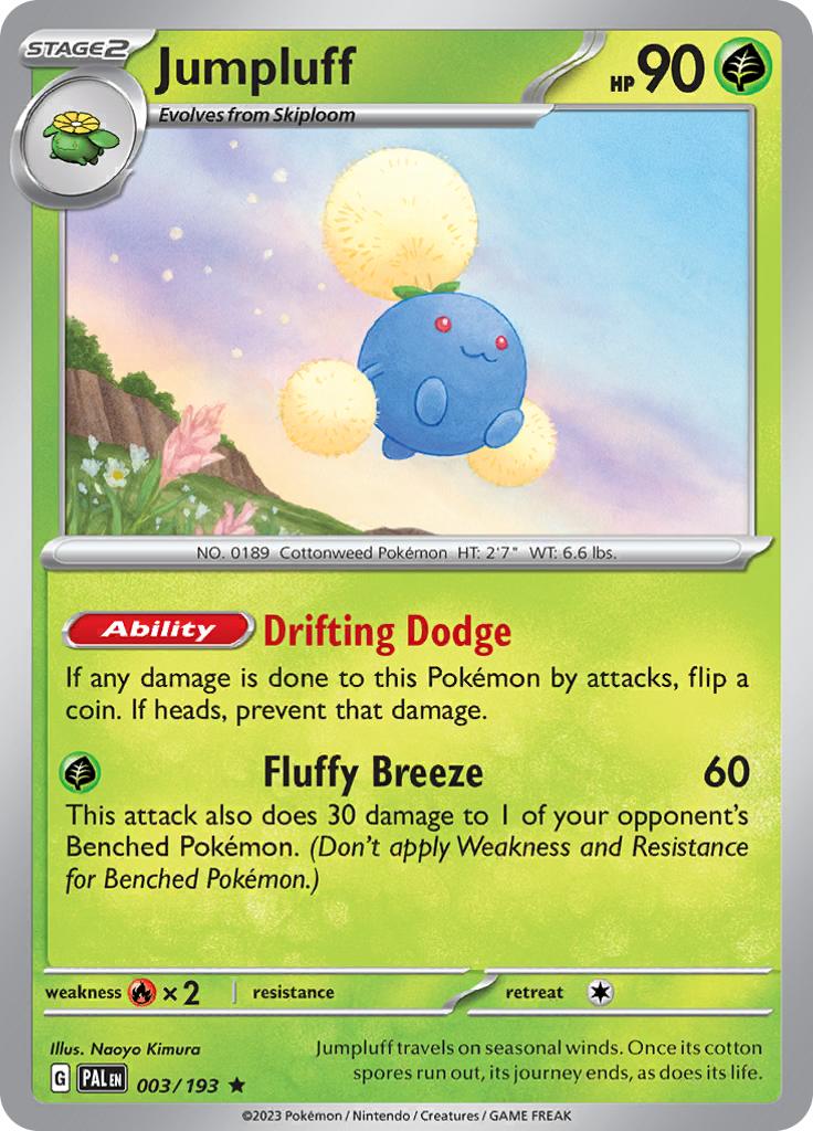 Pokémon-kaart Jumpluff 003/193 Rare uit de set Paldea Evolved Immagine principale del prodotto