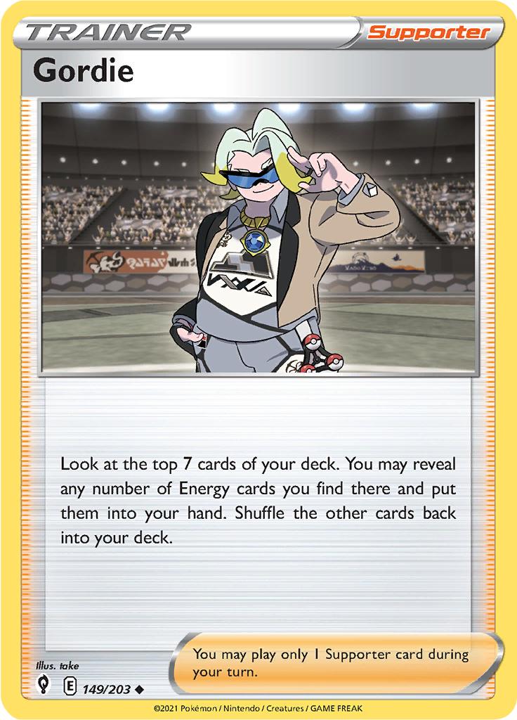 Pokémon-kaart Gordie 149/203 Uncommon uit de set Evolving Skies