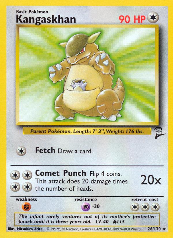 Pokémon-kaart Kangaskhan 26/130 Rare uit de set Base Set 2 Image principale du produit