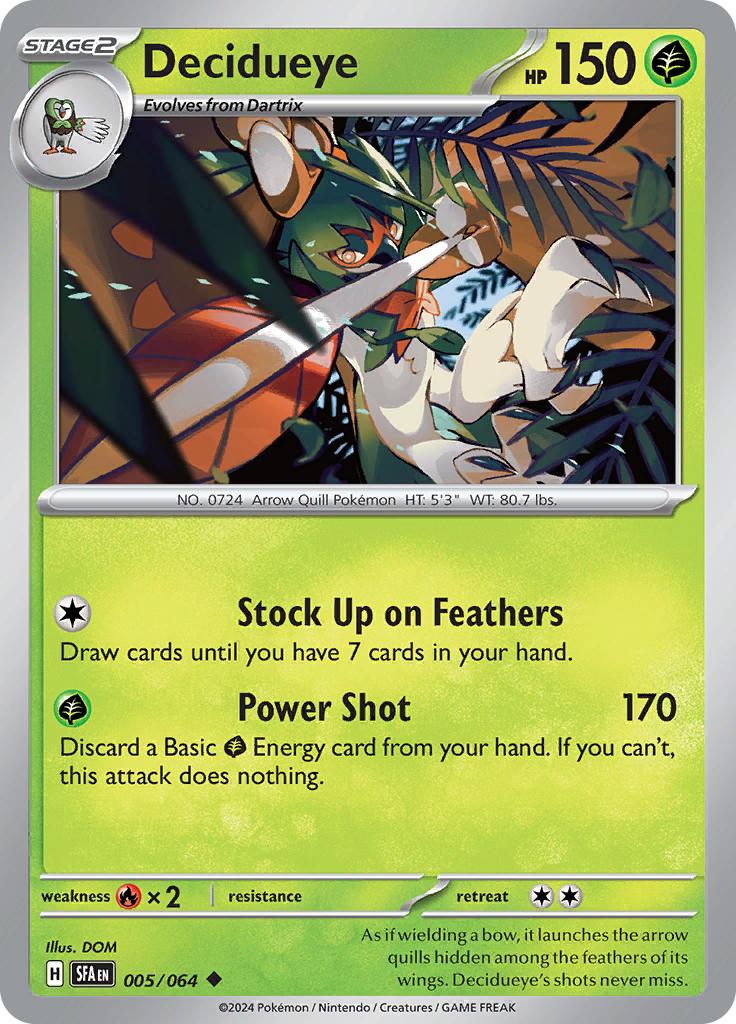 Pokémon-kaart Decidueye 005/064 Uncommon uit de set Shrouded Fable Imagen principal del producto