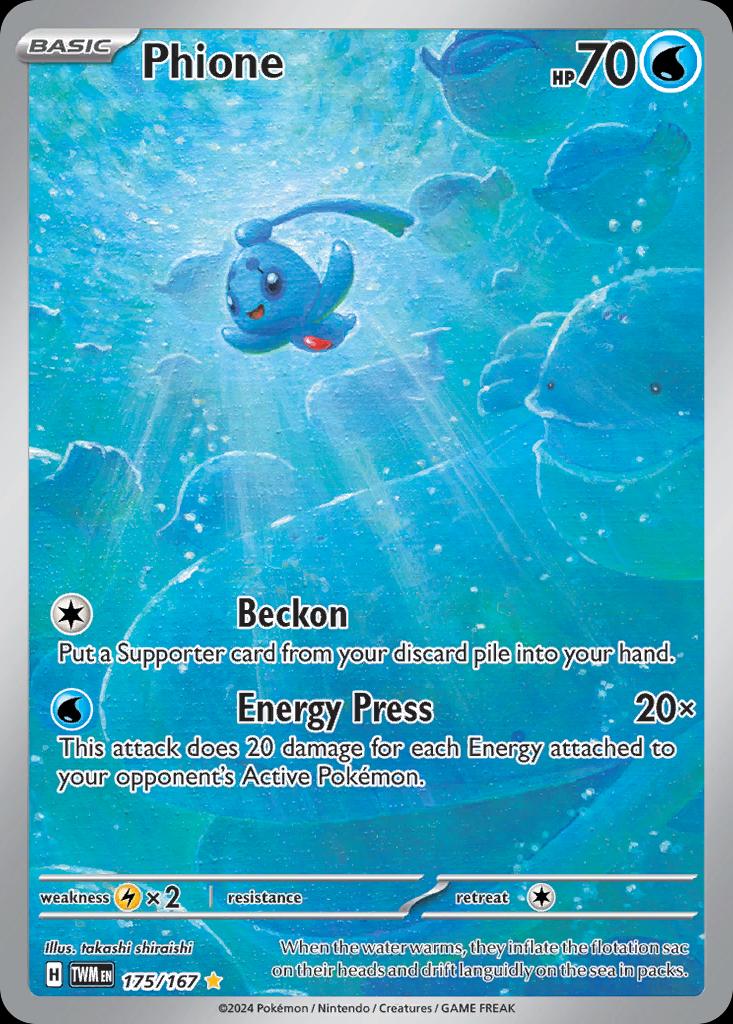 Pokémon-kaart Phione 175/167 Illustration Rare uit de set Twilight Masquerade Imagen principal del producto