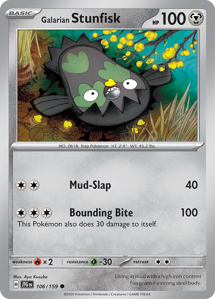 Pokémon-kaart Galarian Stunfisk 106/159 Common uit de set Journey Together Imagen principal del producto