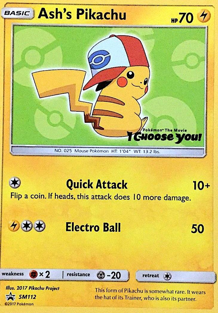 Pokémon-kaart Ash's Pikachu SM112 Promo uit de set SM Black Star Promos Hoofdafbeelding