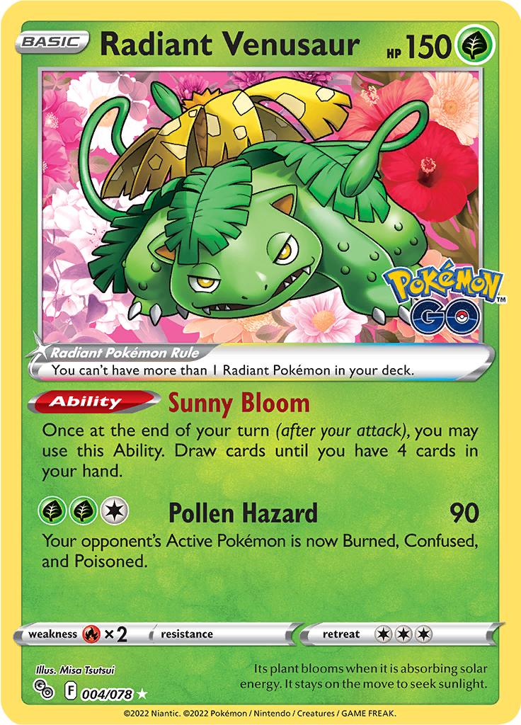 Pokémon-kaart Radiant Venusaur 004/078 Ultra Rare uit de set Pokémon GO