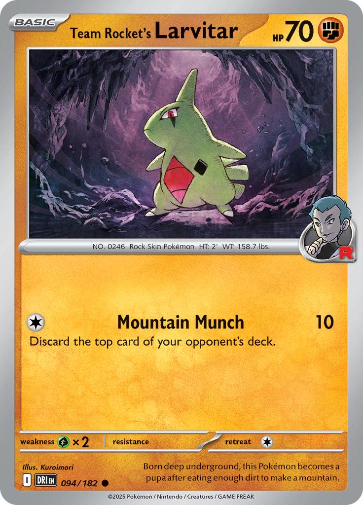 Pokémon-kaart Team Rocket's Larvitar 094/182 Common uit de set Destined Rivals
