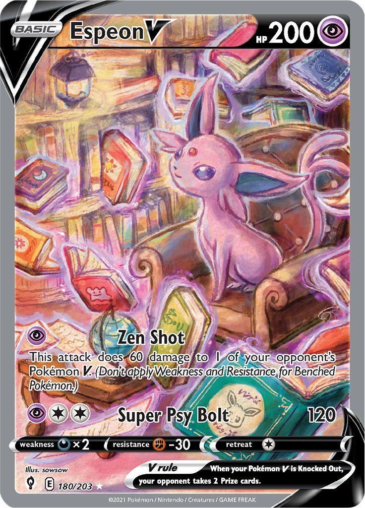 Pokémon-kaart Espeon V 180/203 Ultra Rare uit de set Evolving Skies