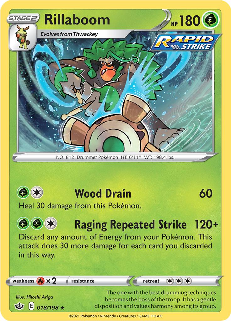 Pokémon-kaart Rillaboom 018/198 Holo Rare uit de set Chilling Reign Image principale du produit