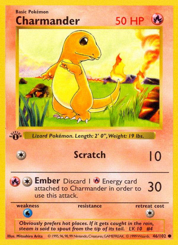 Pokémon-kaart Charmander 46/102 Common uit de set Base Set Hoofdafbeelding