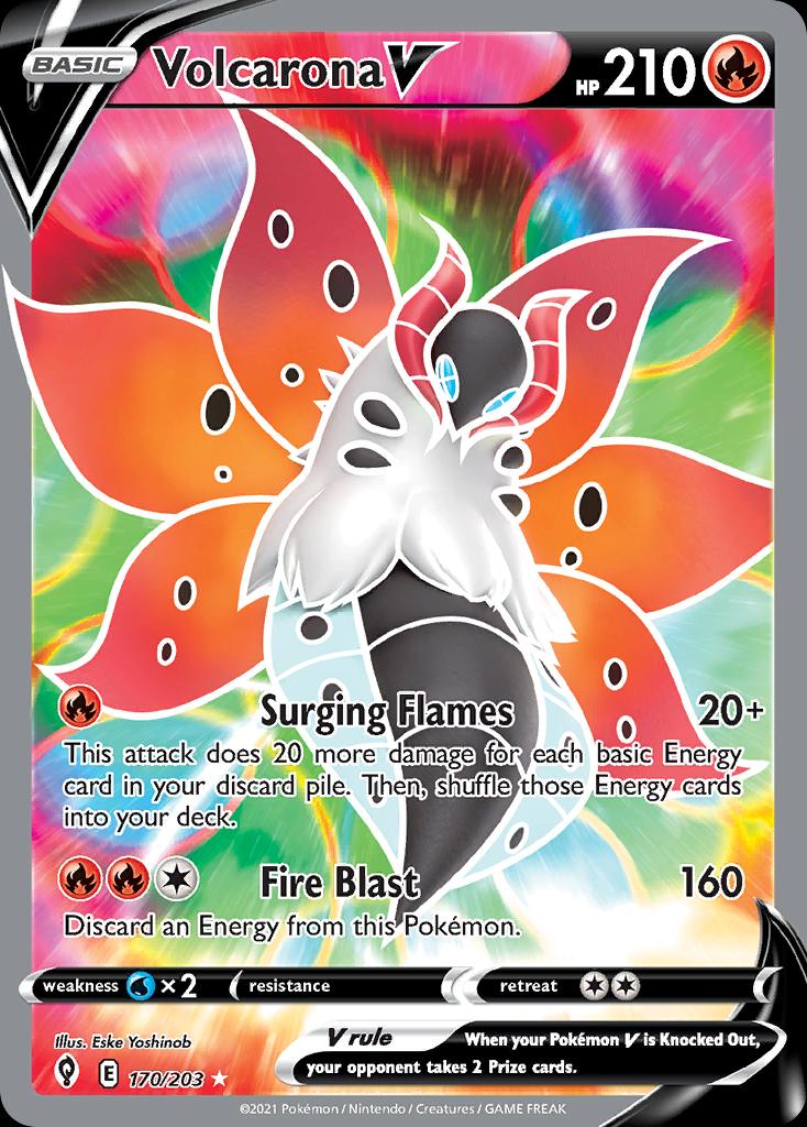Pokémon-kaart Volcarona V 170/203 Ultra Rare uit de set Evolving Skies