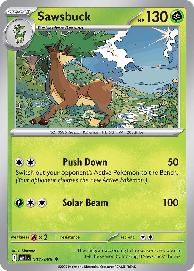Pokémon-kaart Sawsbuck 007/086 Uncommon uit de set White Flare