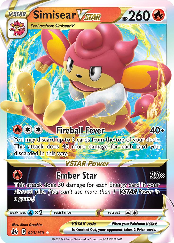 Pokémon-kaart Simisear VSTAR 023/159 Ultra Rare uit de set Crown Zenith