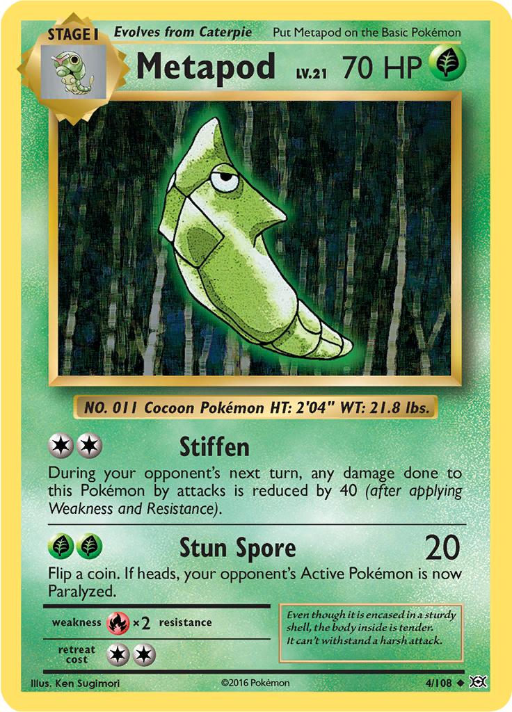 Pokémon-kaart Metapod 4/108 Uncommon uit de set Evolutions