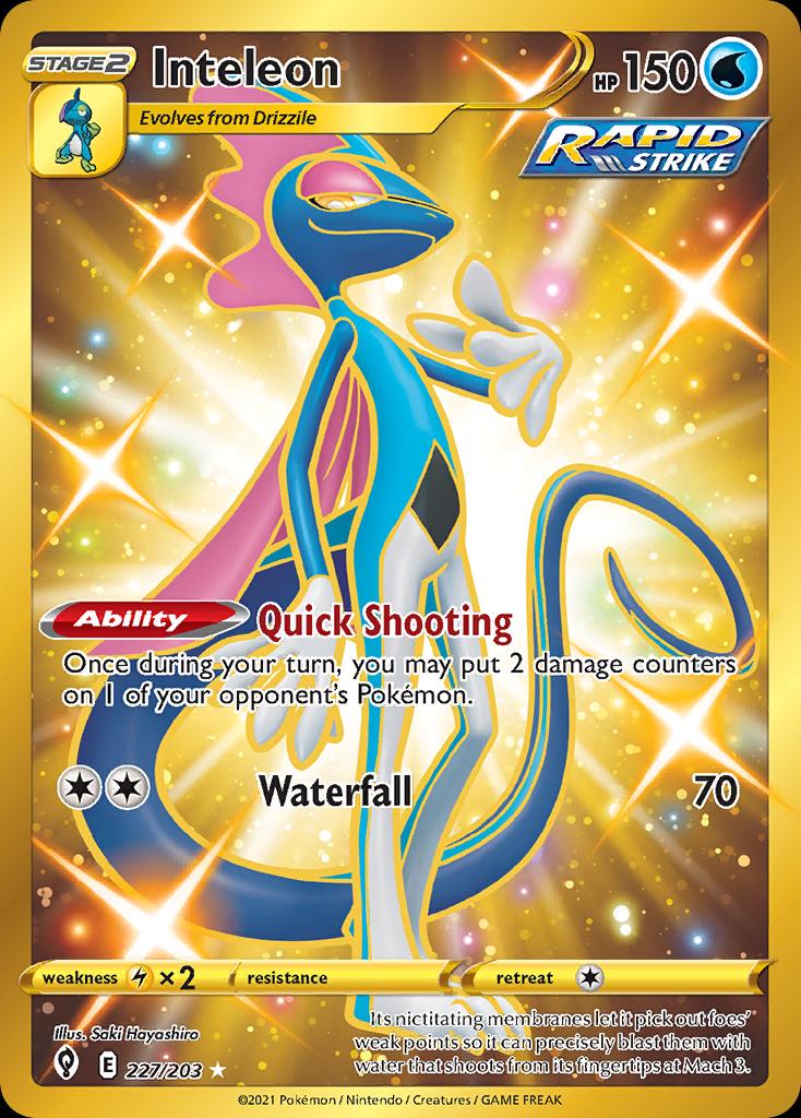 Pokémon-kaart Inteleon 227/203 Secret Rare uit de set Evolving Skies