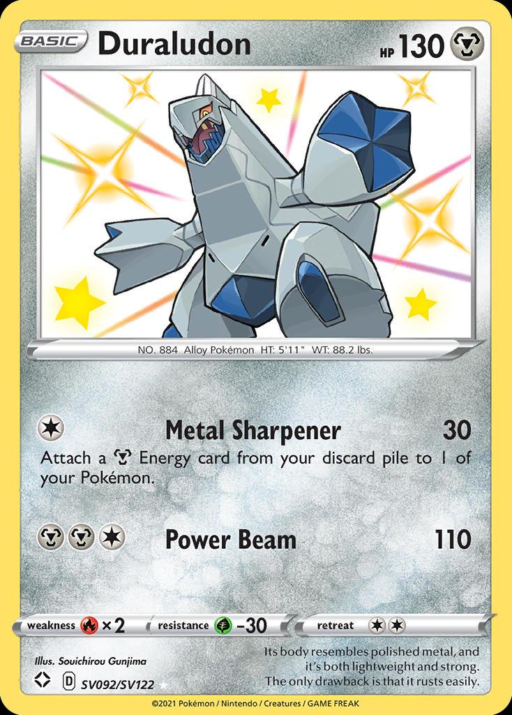 Pokémon-kaart Duraludon SV092/SV122 Secret Rare uit de set Shining Fates