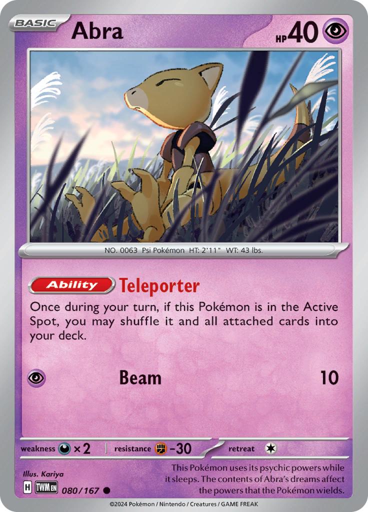 Pokémon-kaart Abra 080/167 Common uit de set Twilight Masquerade