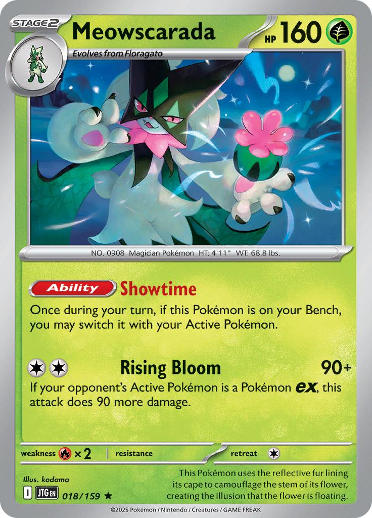 Pokémon-kaart Meowscarada 018/159 Rare uit de set Journey Together