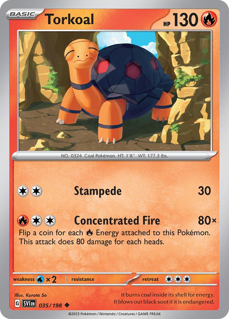 Pokémon-kaart Torkoal 035/198 Uncommon uit de set Scarlet & Violet