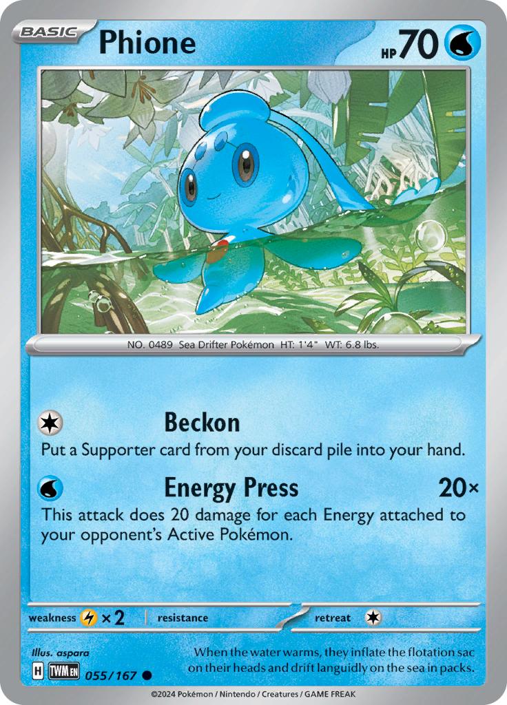 Pokémon-kaart Phione 055/167 Common uit de set Twilight Masquerade