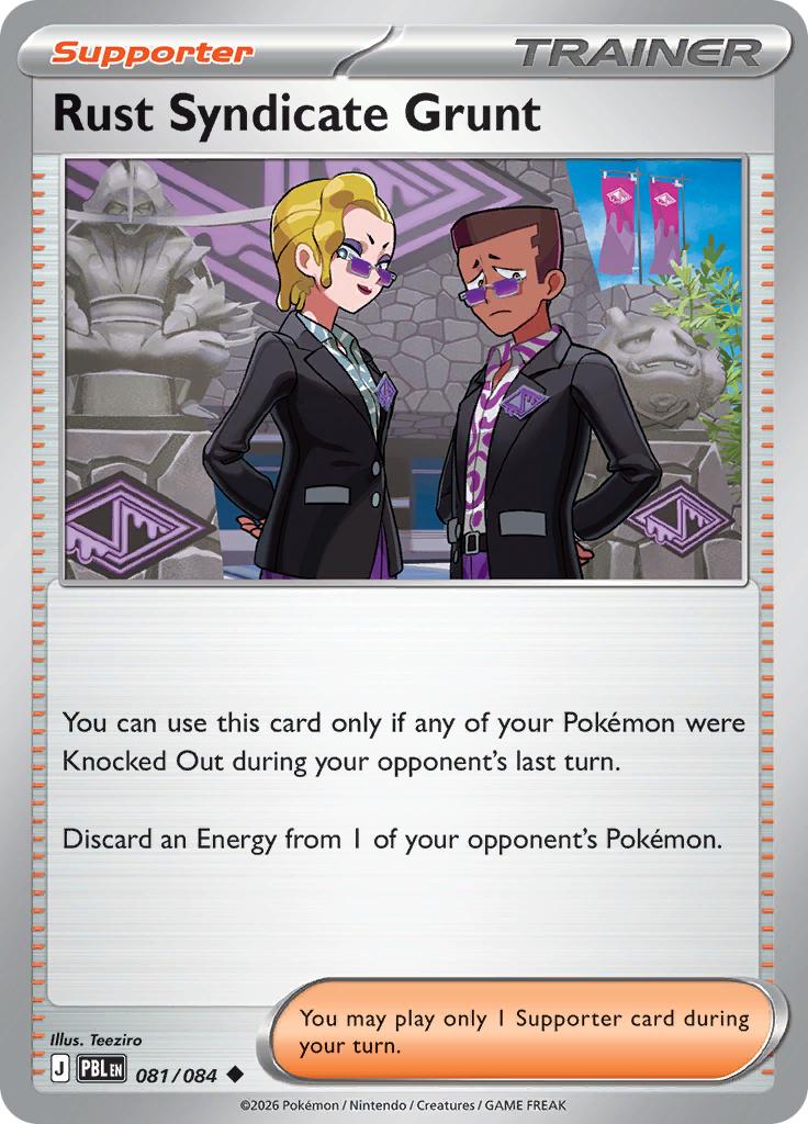 Pokémon-kaart Rust Syndicate Grunt 081/084 Uncommon uit de set Pitch Black Immagine principale del prodotto