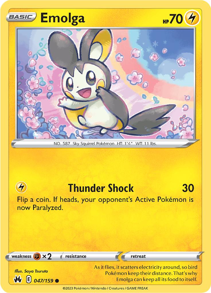 Pokémon-kaart Emolga 047/159 Common uit de set Crown Zenith Imagen principal del producto