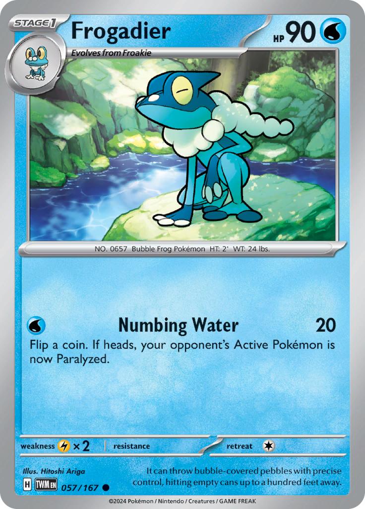 Pokémon-kaart Frogadier 057/167 Common uit de set Twilight Masquerade