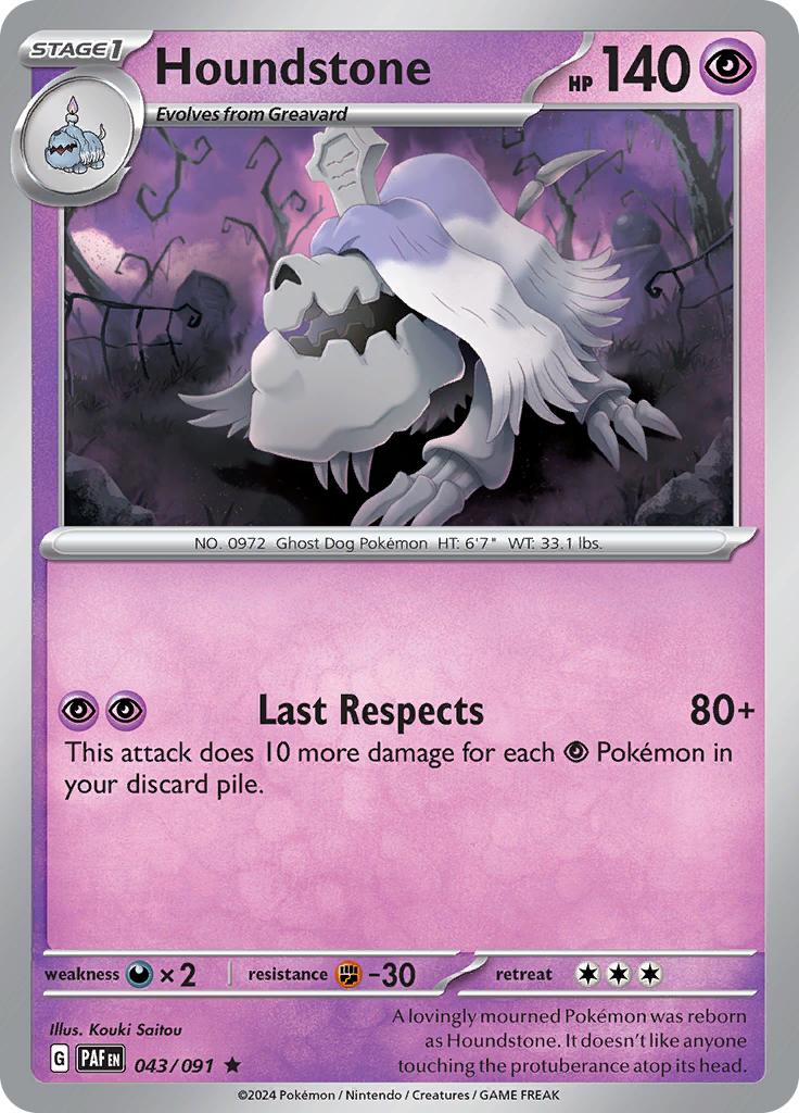 Pokémon-kaart Houndstone 043/091 Rare uit de set Paldean Fates Image principale du produit
