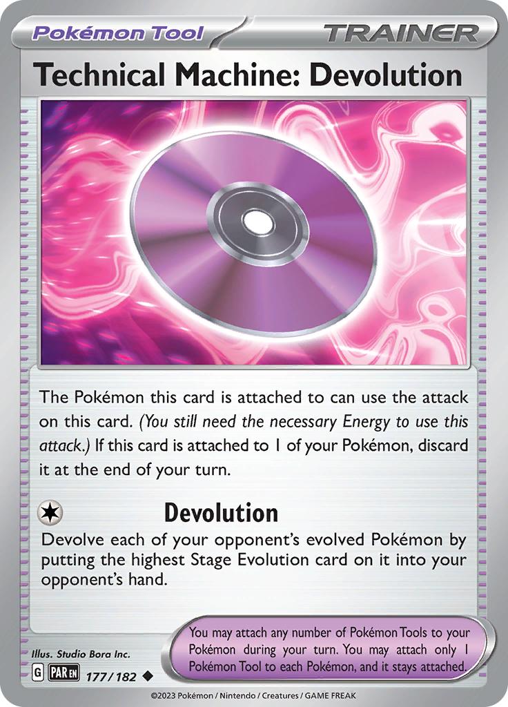 Pokémon-kaart Technical Machine: Devolution 177/182 Uncommon uit de set Paradox Rift