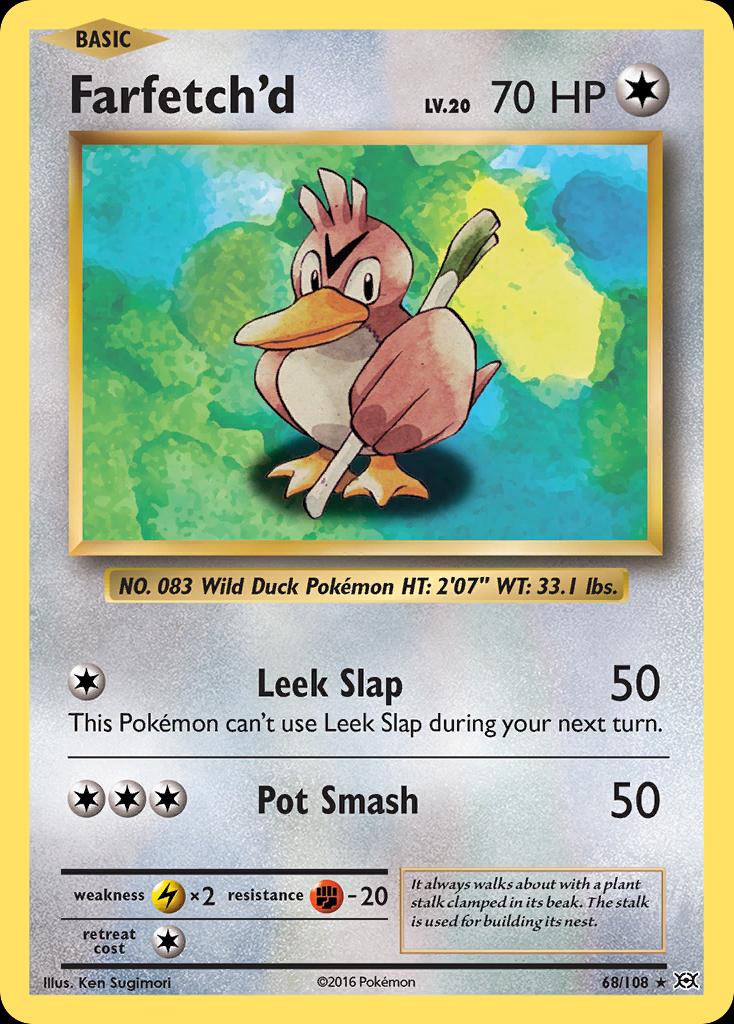 Pokémon-kaart Farfetch'd 68/108 Rare uit de set Evolutions Hoofdafbeelding