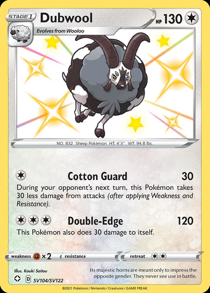 Pokémon-kaart Dubwool SV104/SV122 Secret Rare uit de set Shining Fates