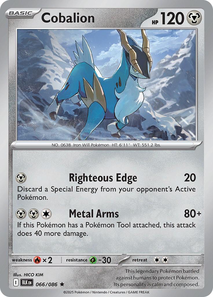Pokémon-kaart Cobalion 066/086 Rare uit de set Black Bolt