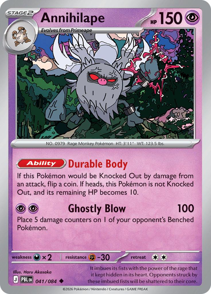 Pokémon-kaart Annihilape 041/084 Uncommon uit de set Pitch Black