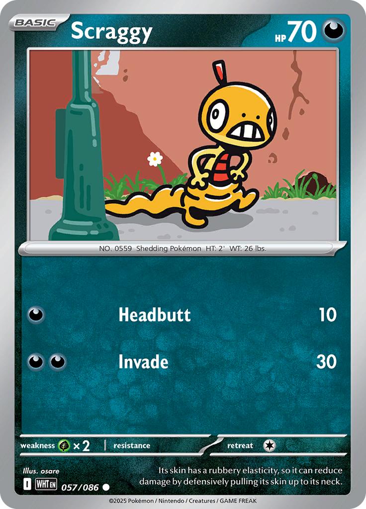 Pokémon-kaart Scraggy 057/086 Common uit de set White Flare Hoofdafbeelding