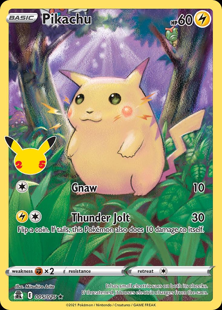 Pokémon-kaart Pikachu 5/25 Holo Rare uit de set Celebrations