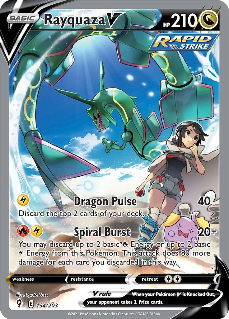 Pokémon-kaart Rayquaza V 194/203 Ultra Rare uit de set Evolving Skies