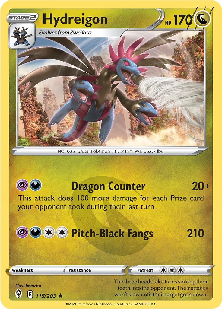 Pokémon-kaart Hydreigon 115/203 Holo Rare uit de set Evolving Skies