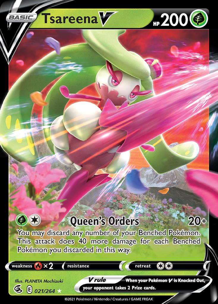 Pokémon-kaart Tsareena V 021/264 Ultra Rare uit de set Fusion Strike