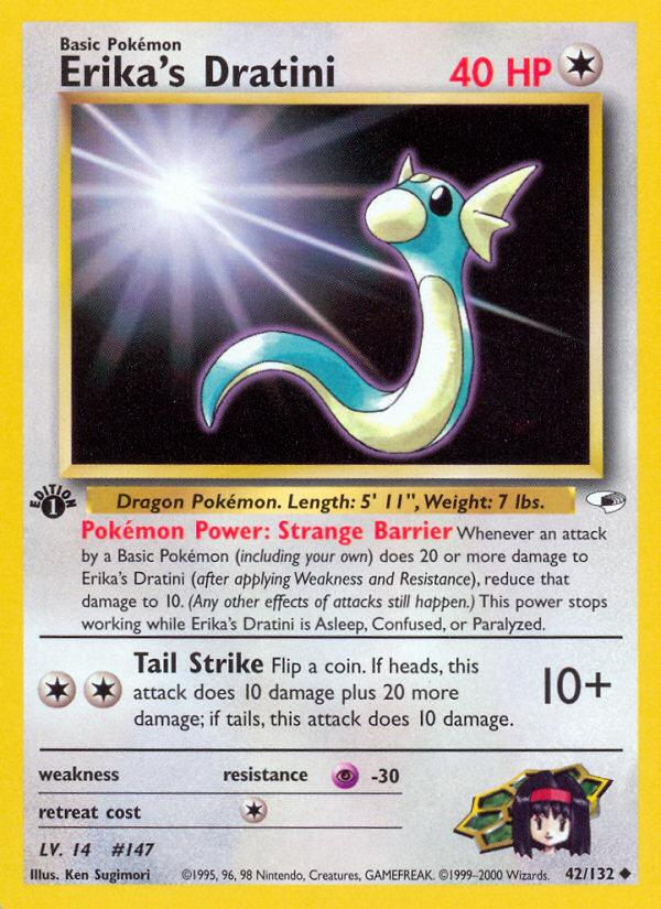 Pokémon-kaart Erika's Dratini 42/132 Uncommon uit de set Gym Heroes