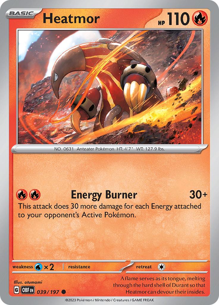 Pokémon-kaart Heatmor 039/197 Common uit de set Obsidian Flames