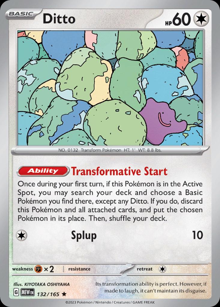 Pokémon-kaart Ditto 132/165 Rare uit de set 151 Main image