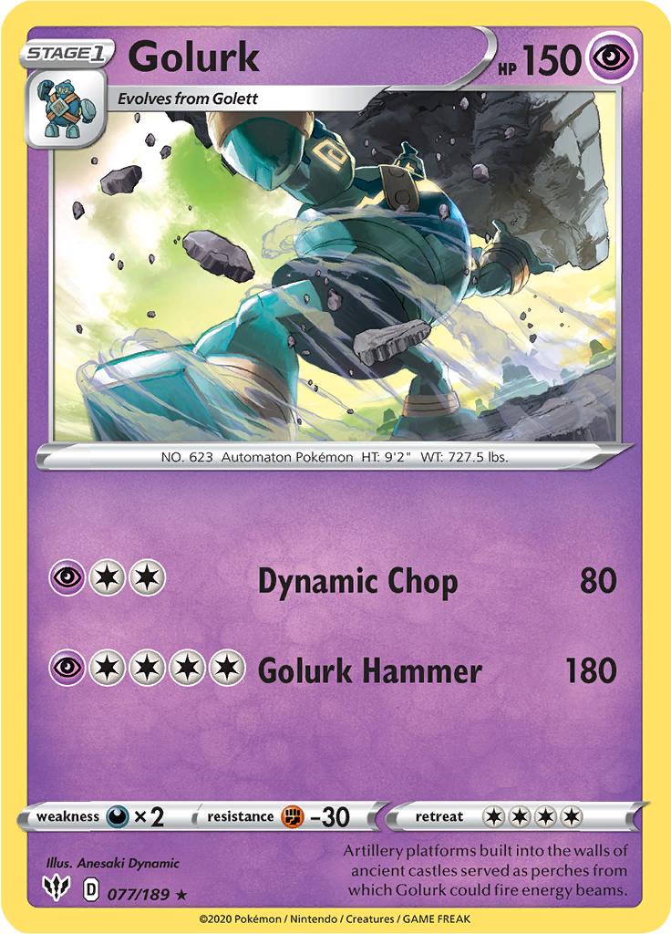 Pokémon-kaart Golurk 077/189 Rare uit de set Darkness Ablaze
