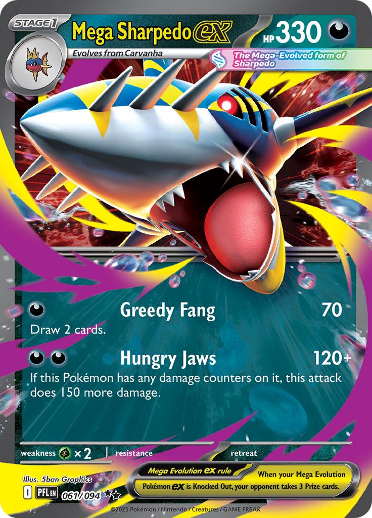 Pokémon-kaart Mega Sharpedo ex 061/094 Double Rare uit de set Phantasmal Flames Main image